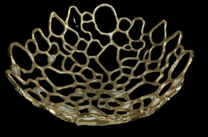 Open coral-branch metal fruit baskets