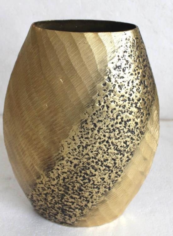 Hand-hammered brass and nickel vases